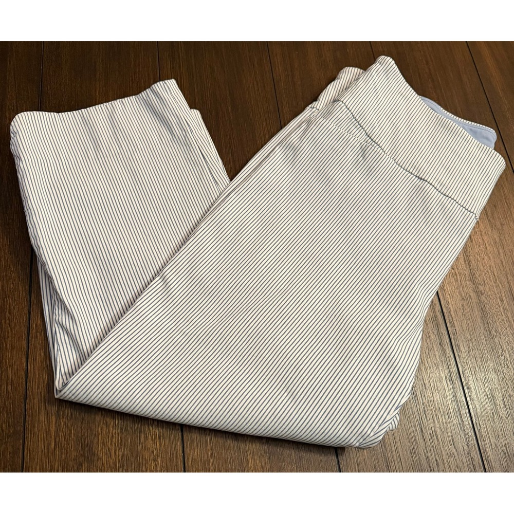 S.C. & CO. Womens Blue White Pinstripe Pull On Crop Pants Size 14 Straight Leg
